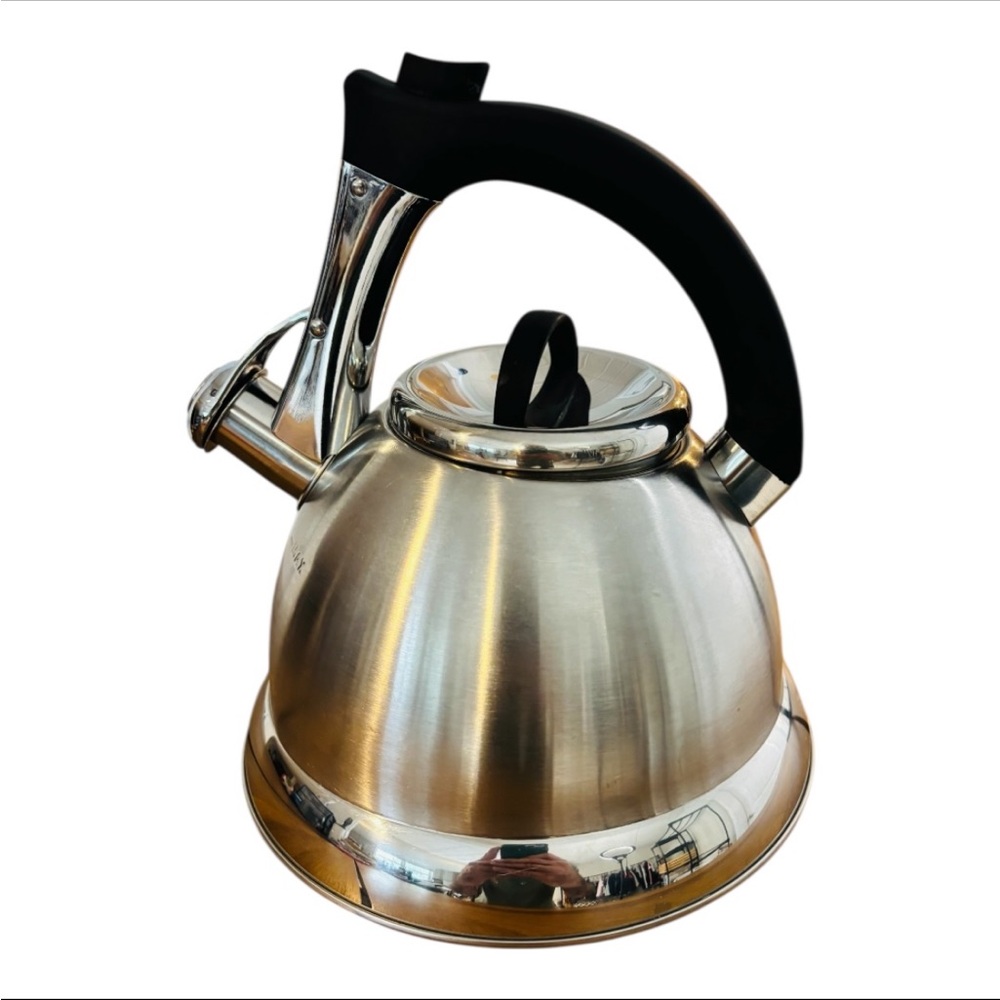 Pkyal 1-S High Grade Stainless Steel Whistling Tea Kettle with Black Handle